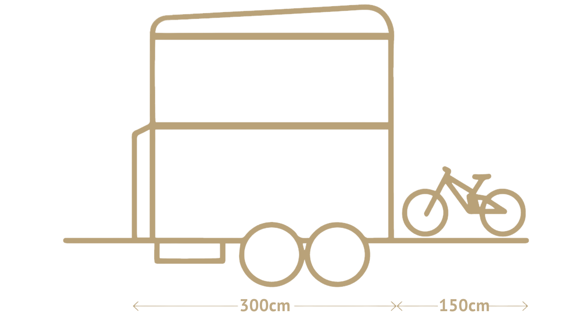 Length of the Blackcamp FREEda mini caravan with extended storage space